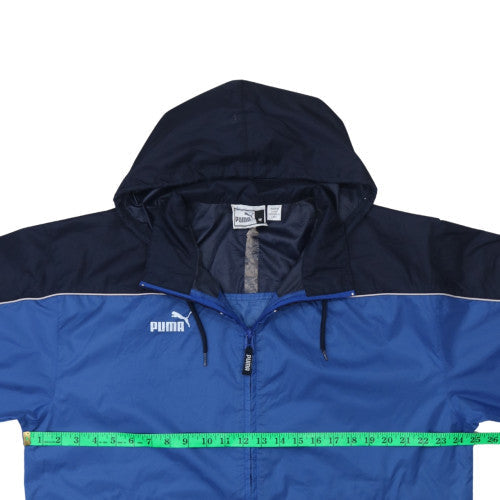 Puma Men's Blue Hooded Windbreaker Jacket Size M