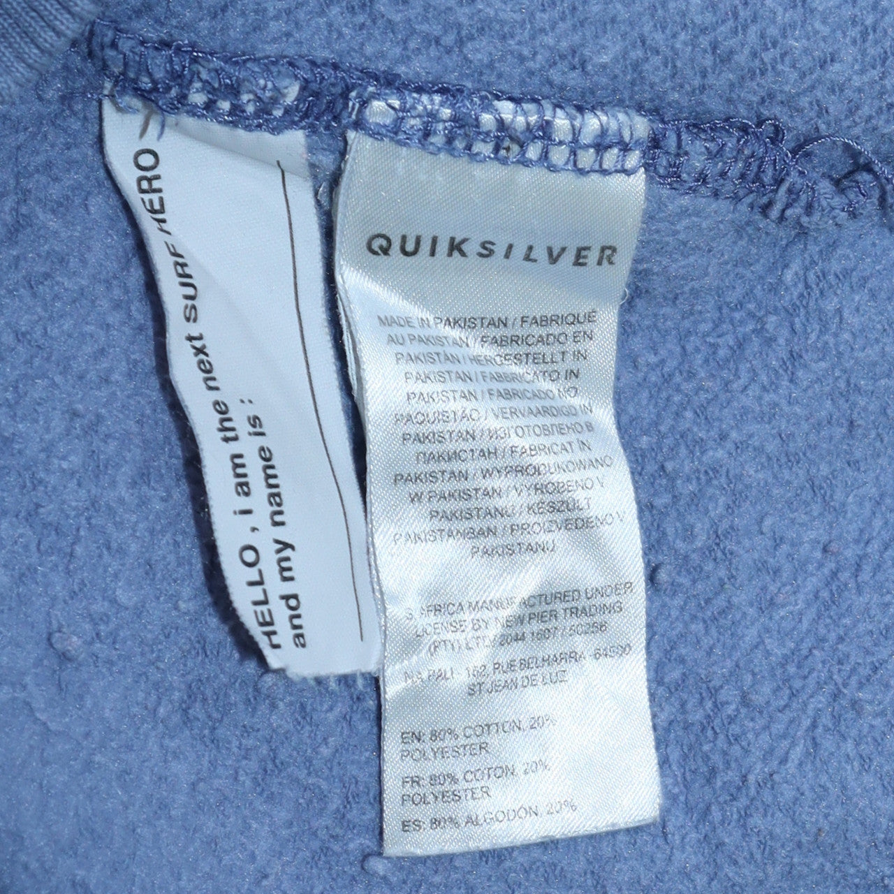Quiksilver Men's Blue Pullover Hoodie Size L Graphic Logo Surf Style