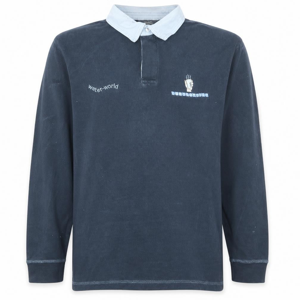 Wolsey Mens Blue Collared Henley Sweatshirt Size M Embroidered Logo