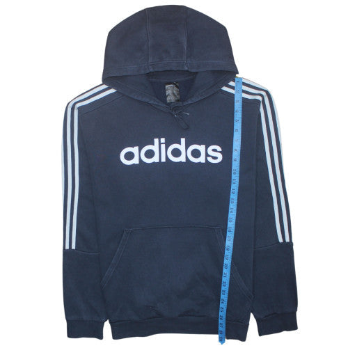 Adidas Mens Blue 2XL Pullover Hoodie Fleece Logo Sweatshirt