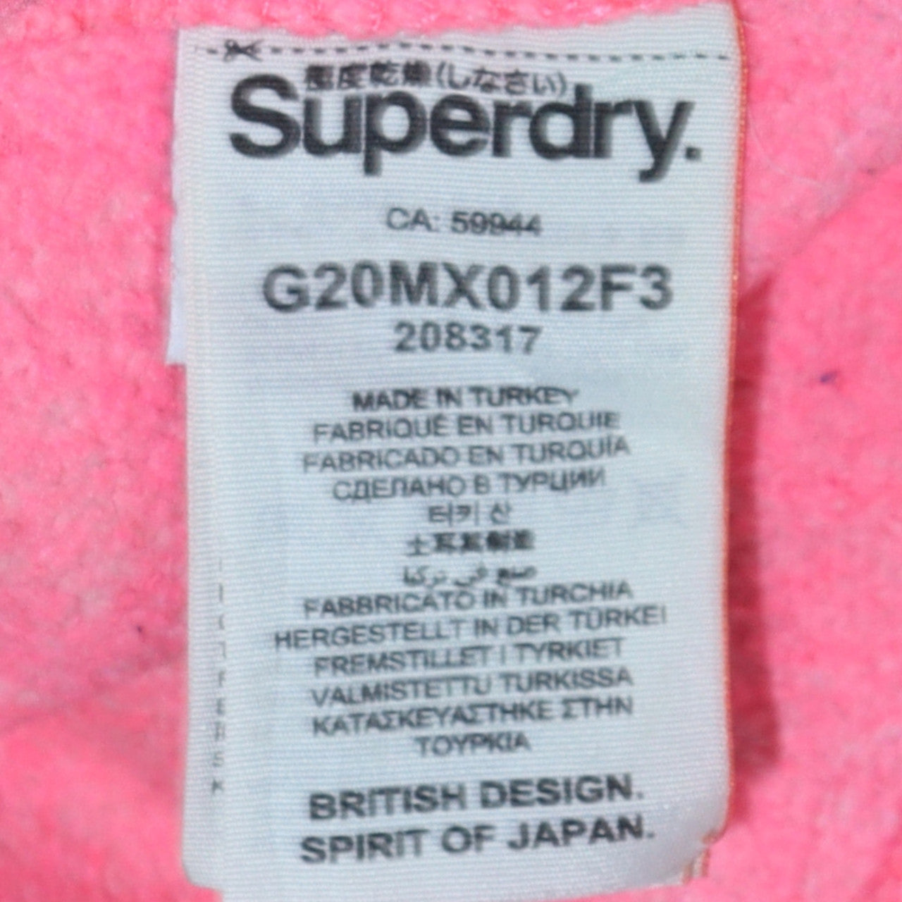 Superdry Women Pink Full Zip Hoodie Size M Hooded Sweatshirt