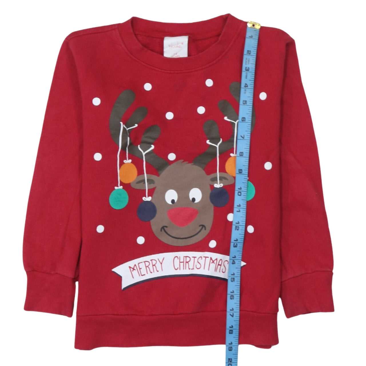4Kidz Girls Red Reindeer Christmas Pullover Sweatshirt 7-8 Years