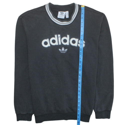 Adidas Mens Black Crew Neck Sweatshirt M Classic Logo Pullover