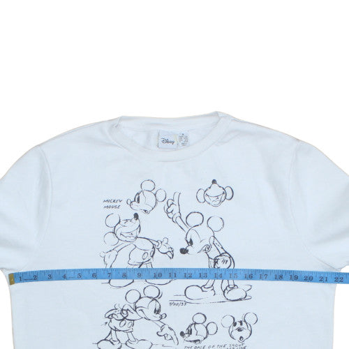 Disney Women White Mickey Mouse Sketch Crew Neck Sweatshirt Size M 12/14