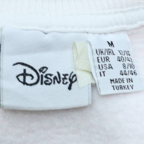 Disney Women White Mickey Mouse Sketch Crew Neck Sweatshirt Size M 12/14