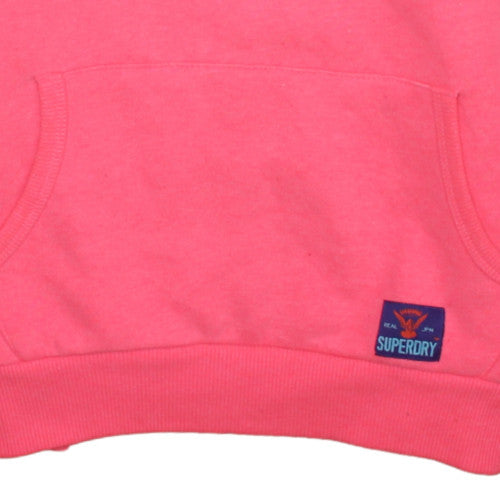 Superdry Womens Pink Hoodie Pullover Size S Graphic Print Cotton Blend