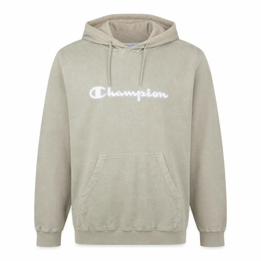 Champion Men's Beige XL Pullover Hoodie Embroidered Logo