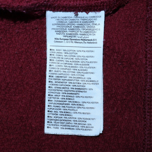 Nike Women's Burgundy Pullover Hoodie Sweatshirt Size M Cotton Blend