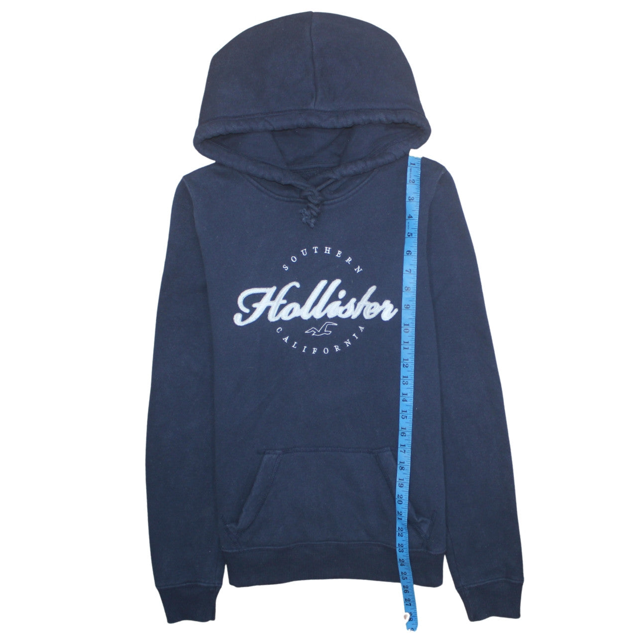 Hollister Men's Blue Pullover Hoodie M Logo Graphic Fleece