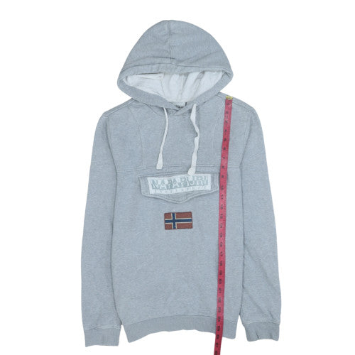 Napapijri Men's Grey Regular Fit Pullover Hoodie Size S