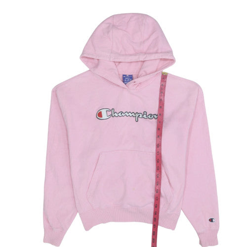 Champion Women Pink Small Pullover Hoodie Logo Graphic Cotton