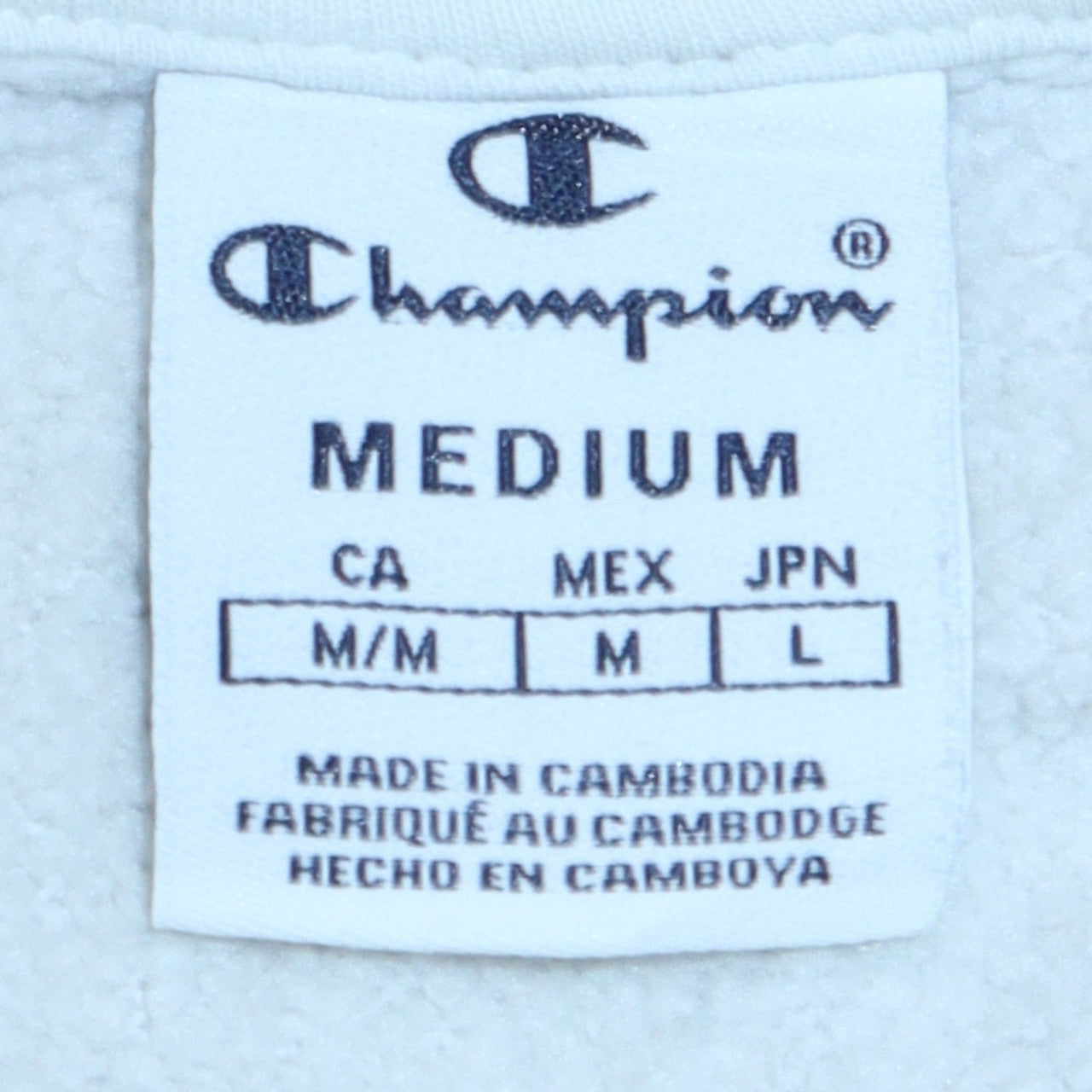 Champion Men's White Pullover Hoodie Medium Fleece Logo Sweatshirt