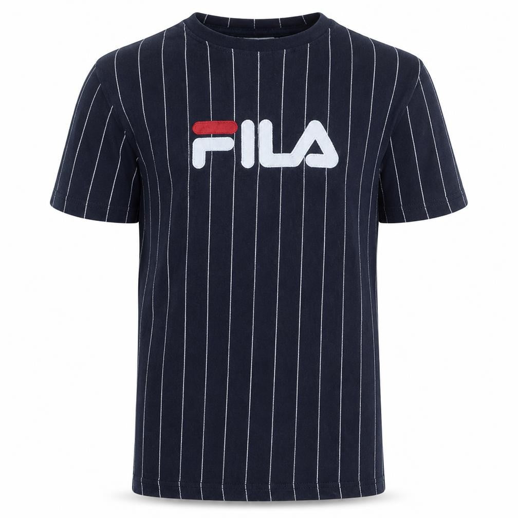 Fila Men's Navy Pinstripe Crew Neck Short Sleeve T-Shirt XS