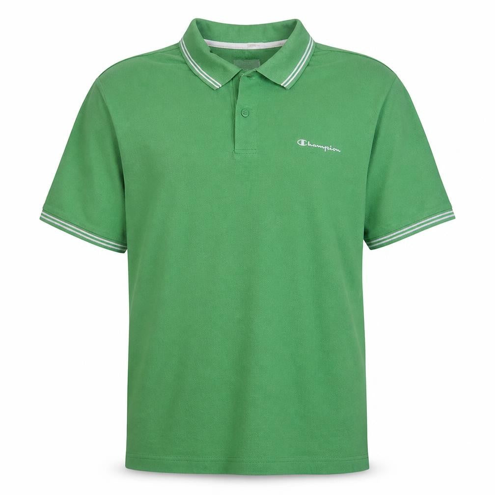 Champion Men's Green Short Sleeve Polo Shirt Medium Cotton