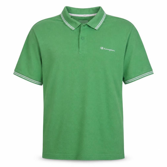 Champion Men's Green Short Sleeve Polo Shirt Medium Cotton
