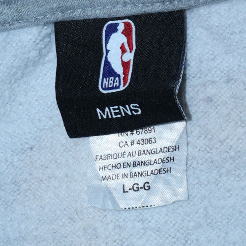 NBA Mens Grey Pullover Hoodie Size L Sports Graphic Sweatshirt