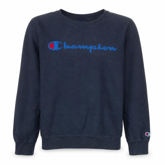 Champion Men's Blue Small Pullover Crew Neck Logo Sweatshirt