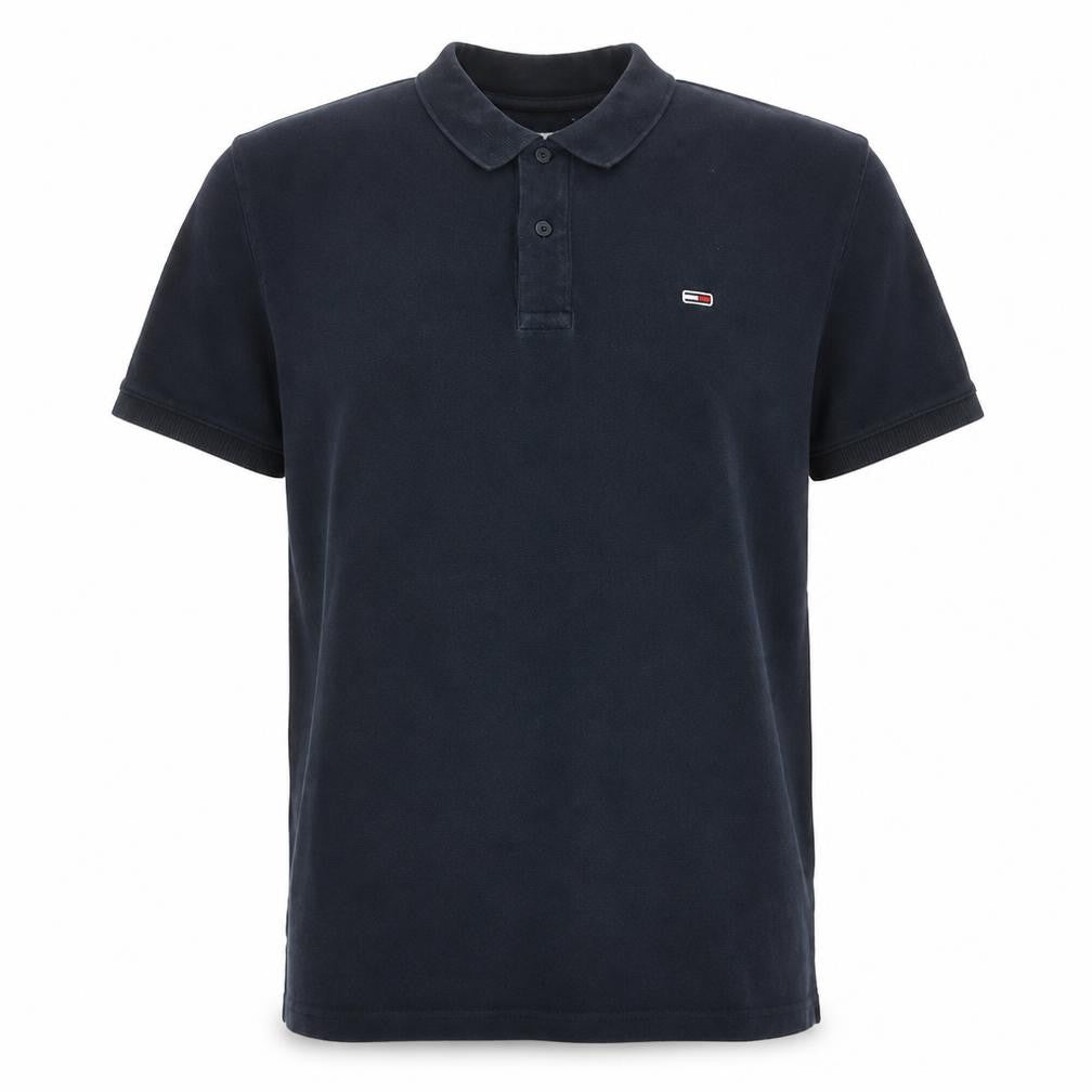 Tommy Jeans Men's Black Cotton Polo Shirt Size L Classic Fit