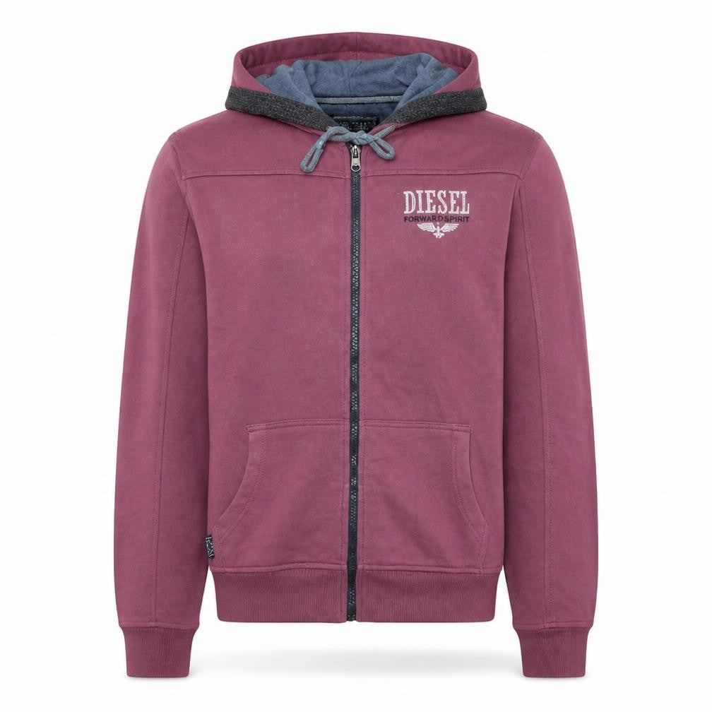 Diesel Mens Purple Full Zip Hoodie M Cotton Blend Fleece