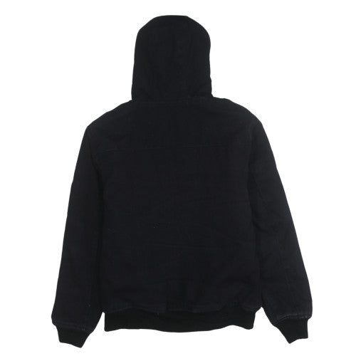 FSBN Men's Black Hooded Bomber Jacket Size M Full Zip Cotton Blend