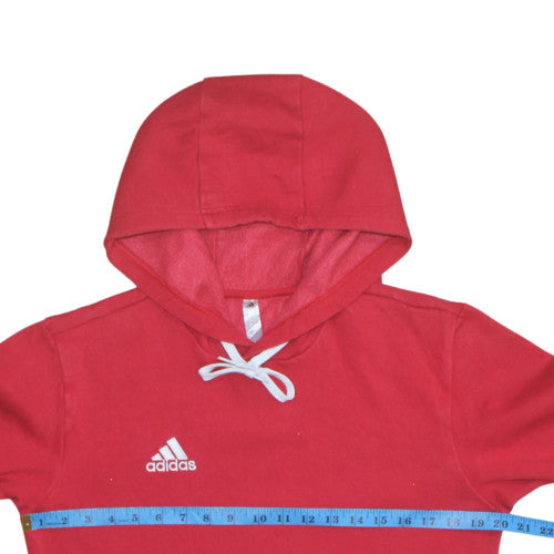 Adidas Men's Red Pullover Hoodie Size S Fleece Logo Sportswear