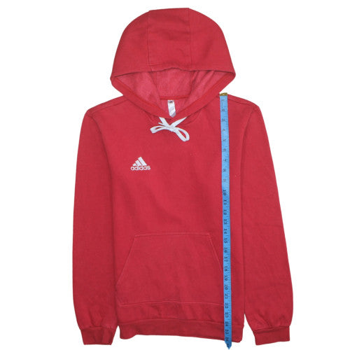 Adidas Men's Red Pullover Hoodie Size S Fleece Logo Sportswear