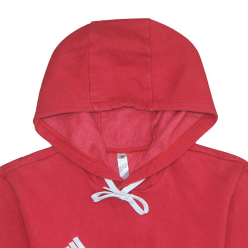 Adidas Men's Red Pullover Hoodie Size S Fleece Logo Sportswear