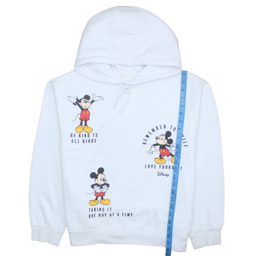 Disney Women White Mickey Mouse Pullover Hoodie Size L Graphic Print