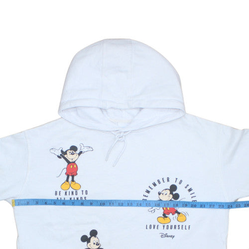 Disney Women White Mickey Mouse Pullover Hoodie Size L Graphic Print