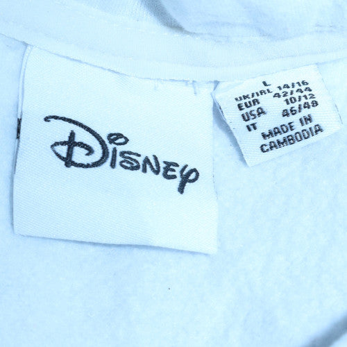 Disney Women White Mickey Mouse Pullover Hoodie Size L Graphic Print