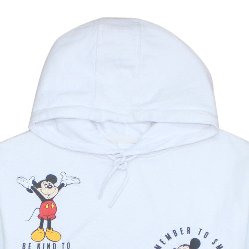Disney Women White Mickey Mouse Pullover Hoodie Size L Graphic Print