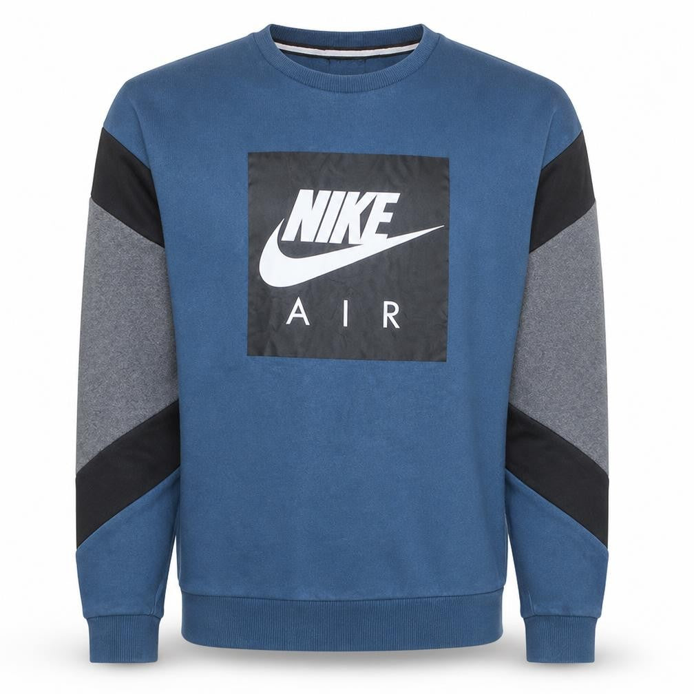 Nike Men's Blue Pullover Sweatshirt S Crew Neck Logo Fleece