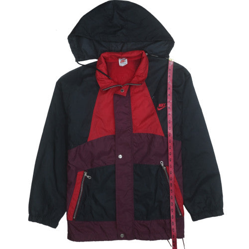 Nike Men’s Red Black Windbreaker Hooded Jacket Size M Retro Sportswear