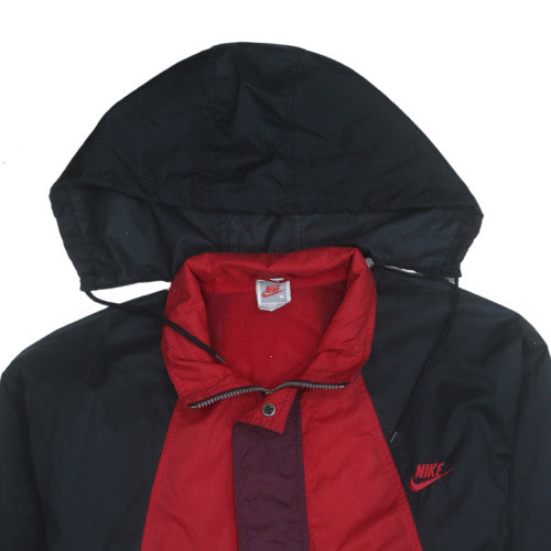 Nike Men’s Red Black Windbreaker Hooded Jacket Size M Retro Sportswear