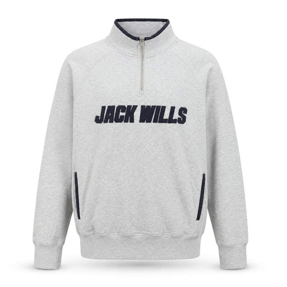 Jack Wills Mens Grey 1/4 Zip Sweatshirt Size S Cotton Blend