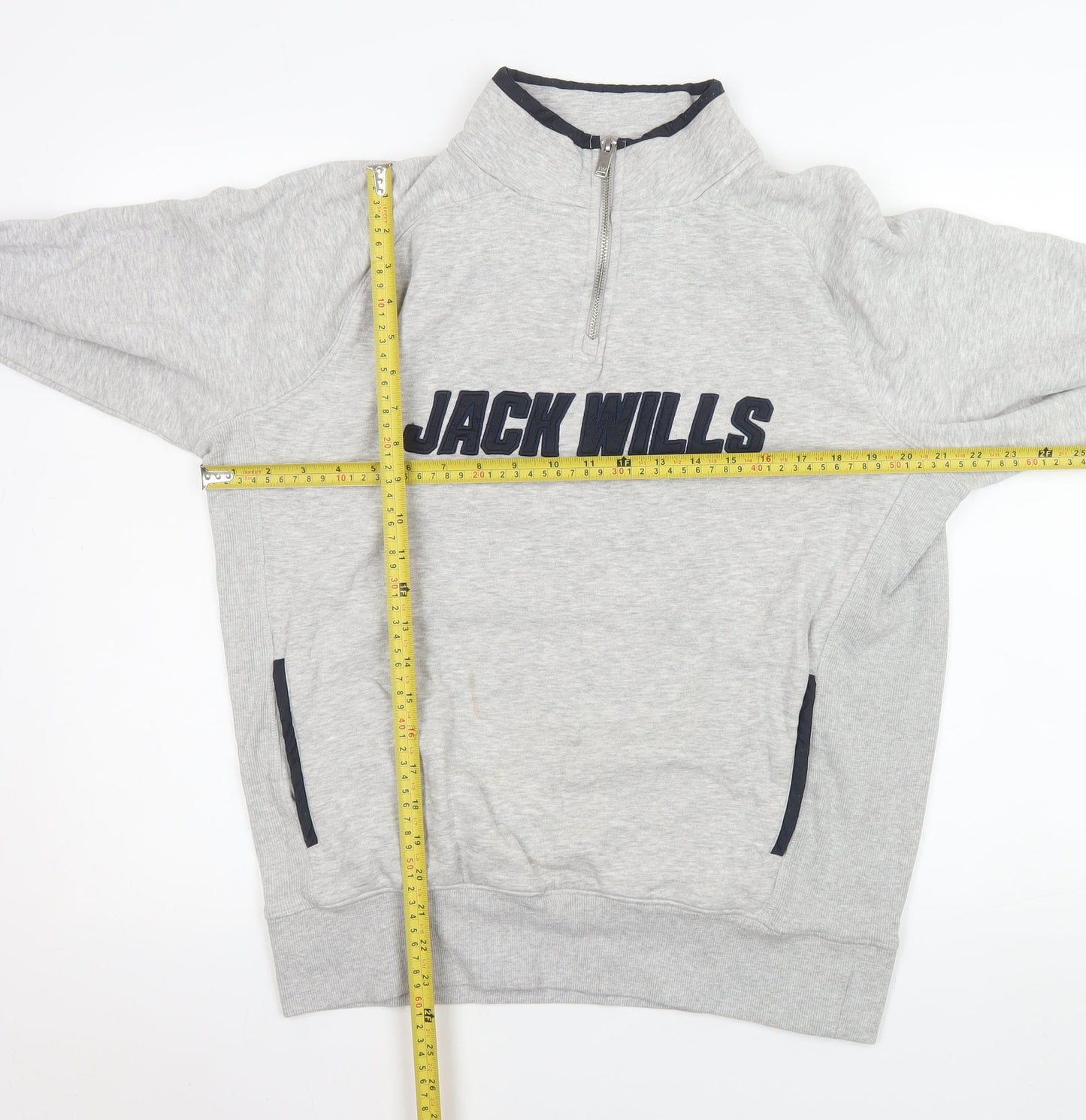 Jack Wills Mens Grey 1/4 Zip Sweatshirt Size S Cotton Blend