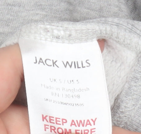 Jack Wills Mens Grey 1/4 Zip Sweatshirt Size S Cotton Blend