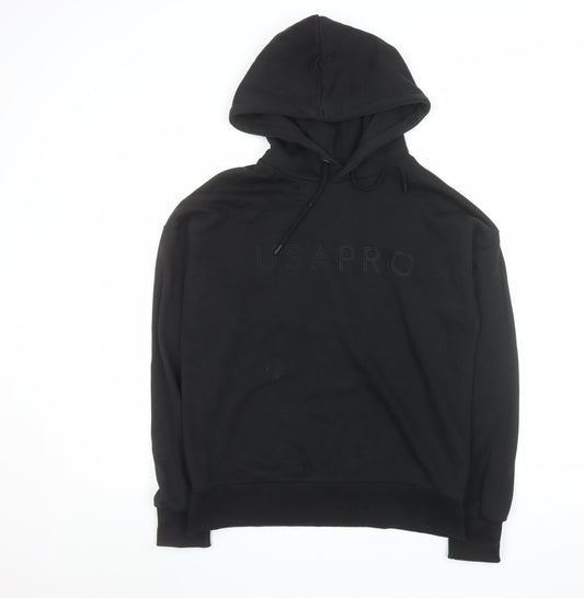 USA Pro Womens Black Hoodie UK 12 Pullover Cotton Blend Casual
