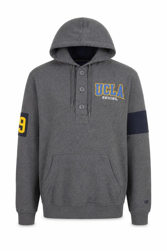 Champion Men's Grey UCLA Henley Hoodie Size S