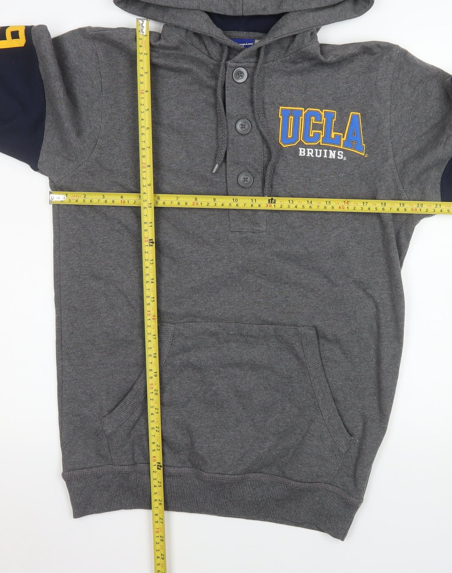 Champion Men's Grey UCLA Henley Hoodie Size S