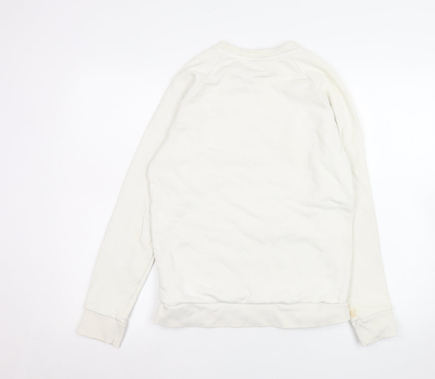 Adidas Men’s Ivory Crew Neck Pullover Sweatshirt XS Logo Cotton