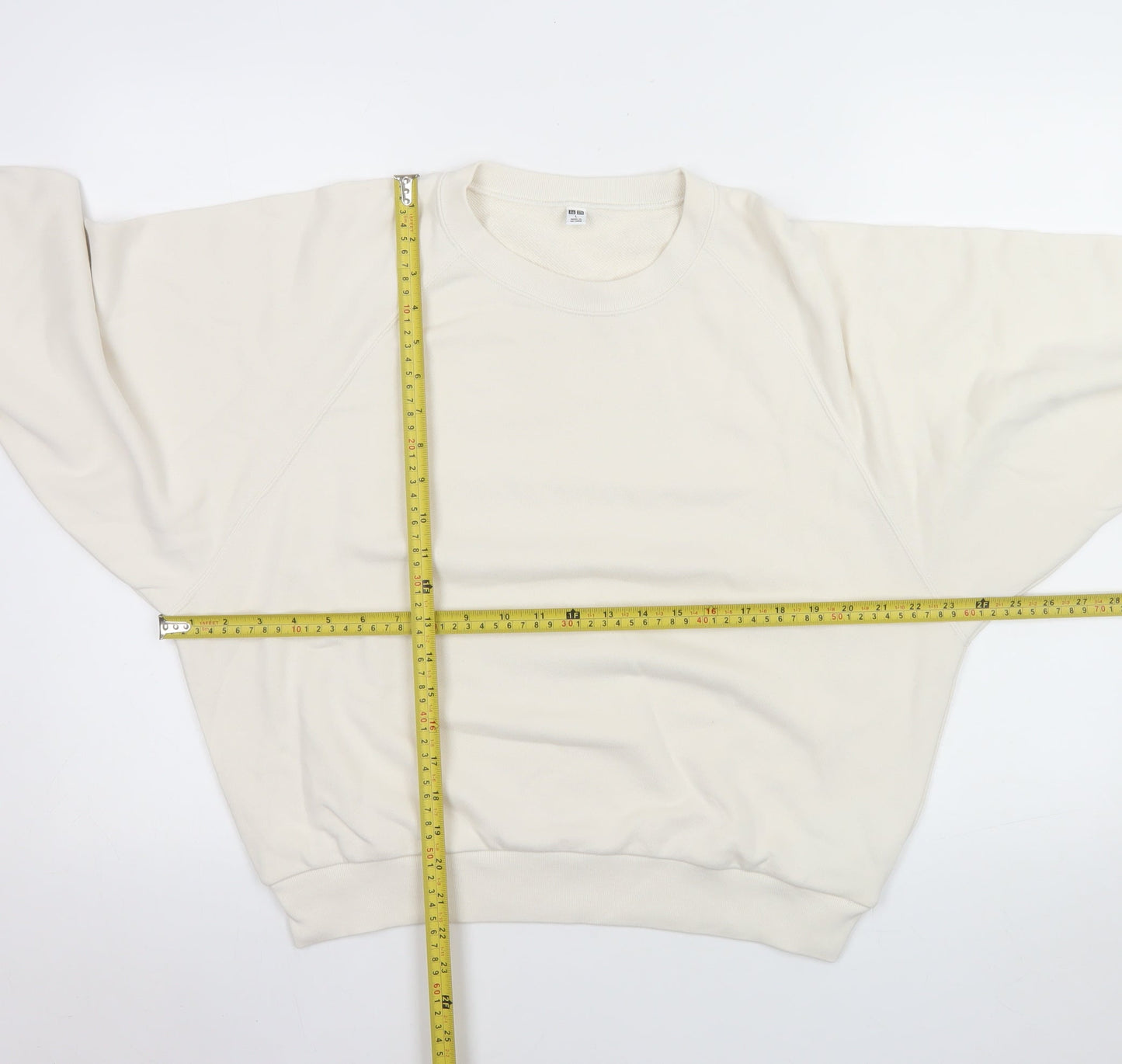 Uniqlo Women Beige Cotton Blend Pullover Sweatshirt L