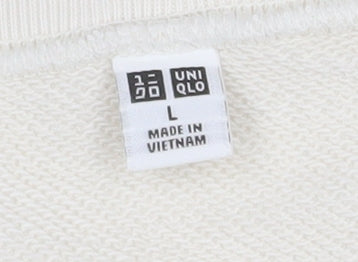 Uniqlo Women Beige Cotton Blend Pullover Sweatshirt L