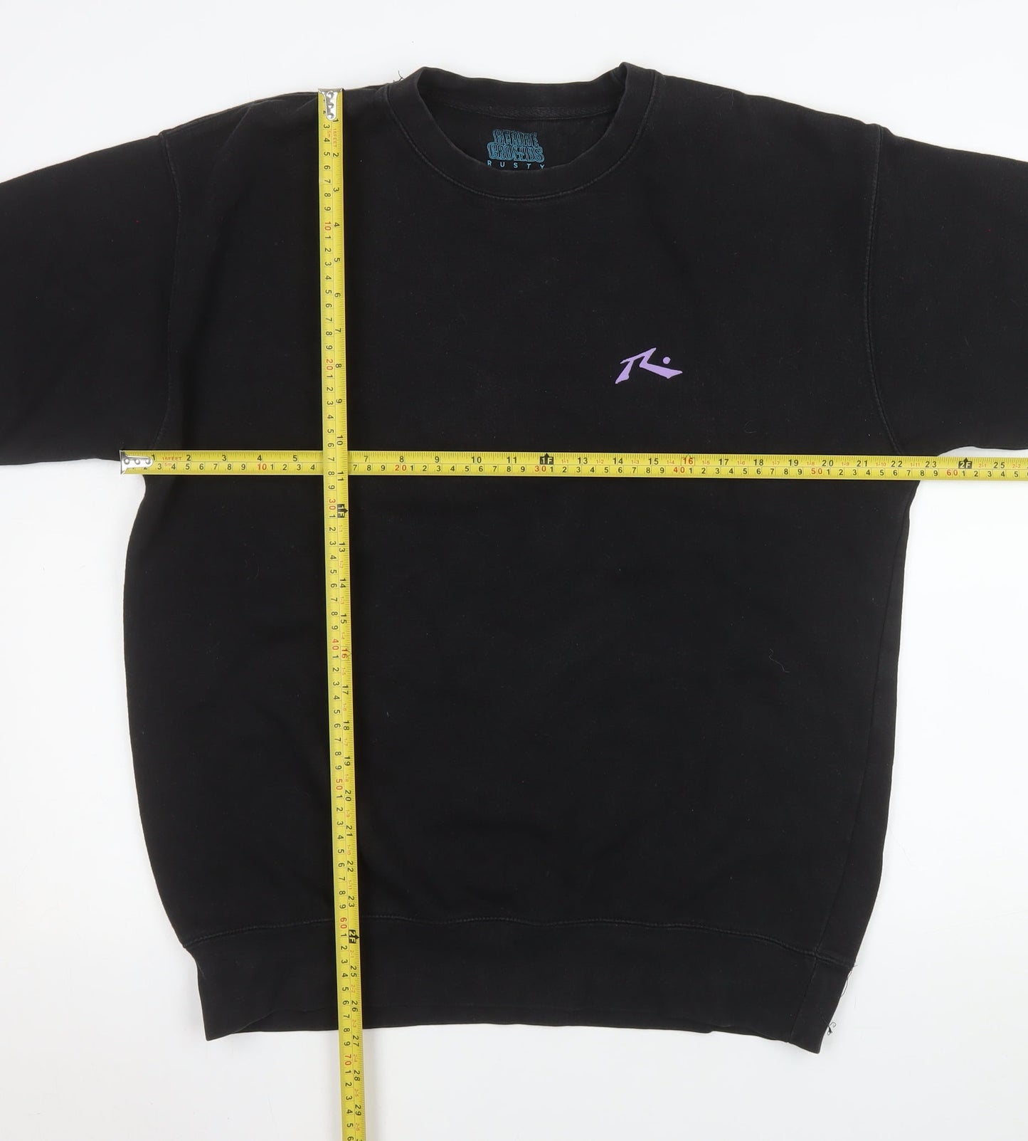 Rusty Men's Black Graphic Pullover Sweatshirt L
