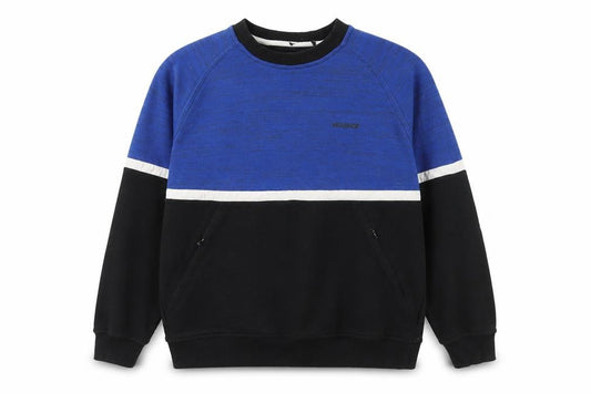 McKenzie Men’s Blue Black Colour Block Crew Sweatshirt Size L