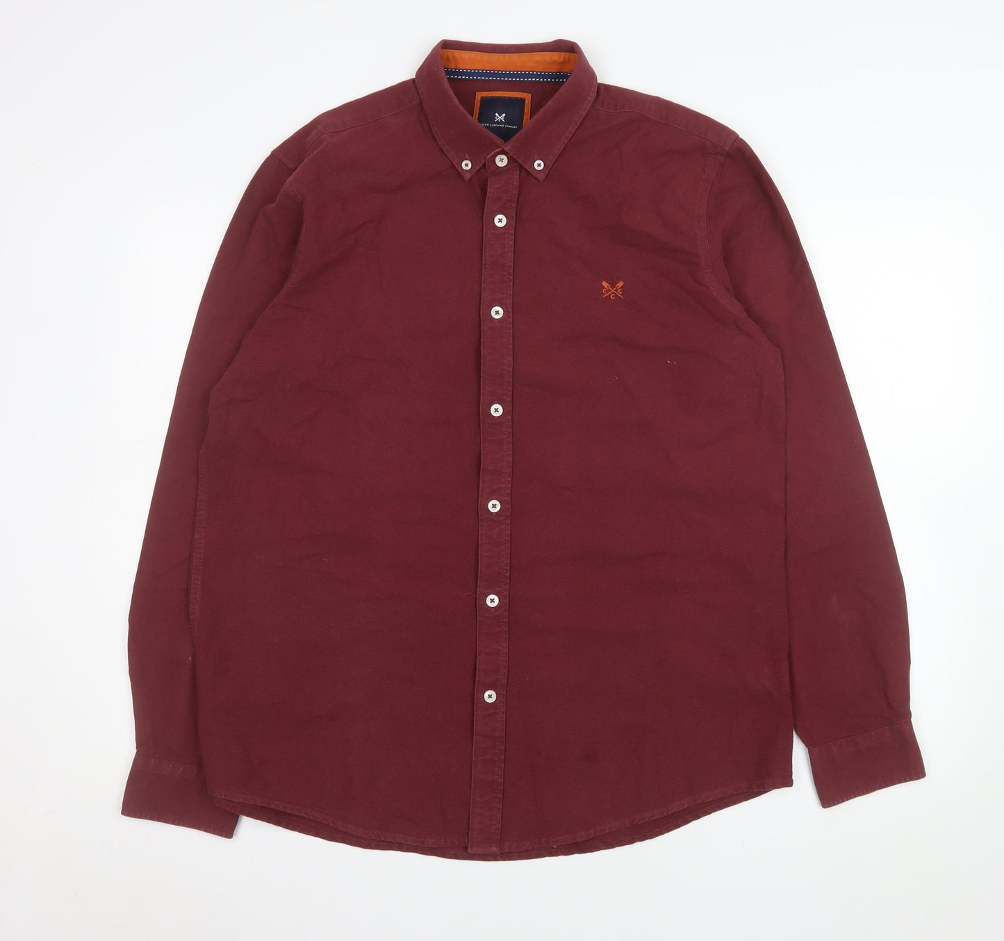 Crew Clothing Company Men's Red Slim Fit Button-Up Shirt XL