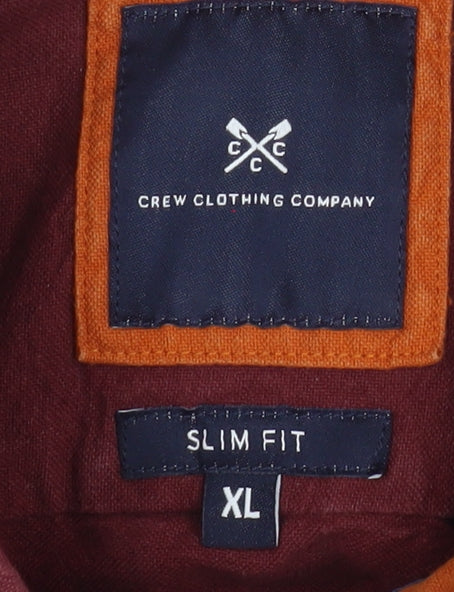 Crew Clothing Company Men's Red Slim Fit Button-Up Shirt XL