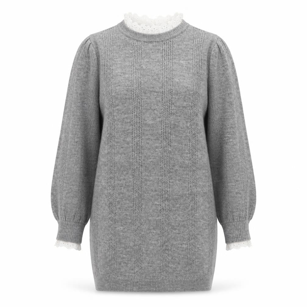Front view of ASOS DESIGN Women Grey High Neck Knit Jumper, size 6, Regular Fit