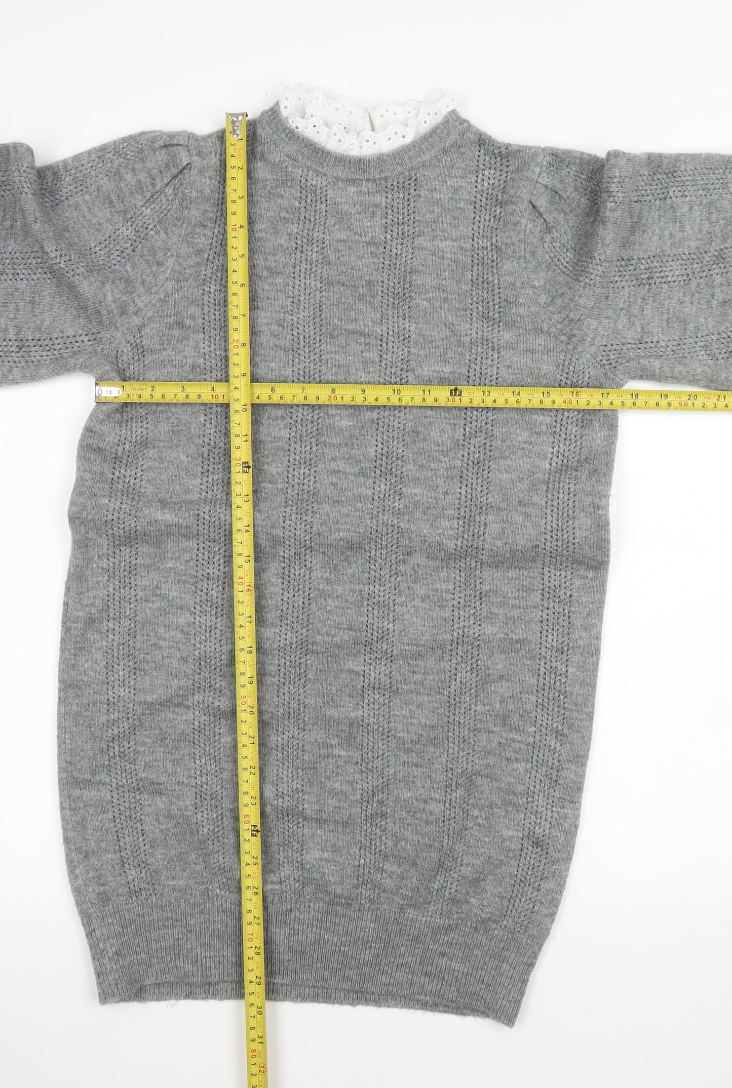ASOS DESIGN Women Grey High Neck Knit Jumper Size 6 Regular Fit
