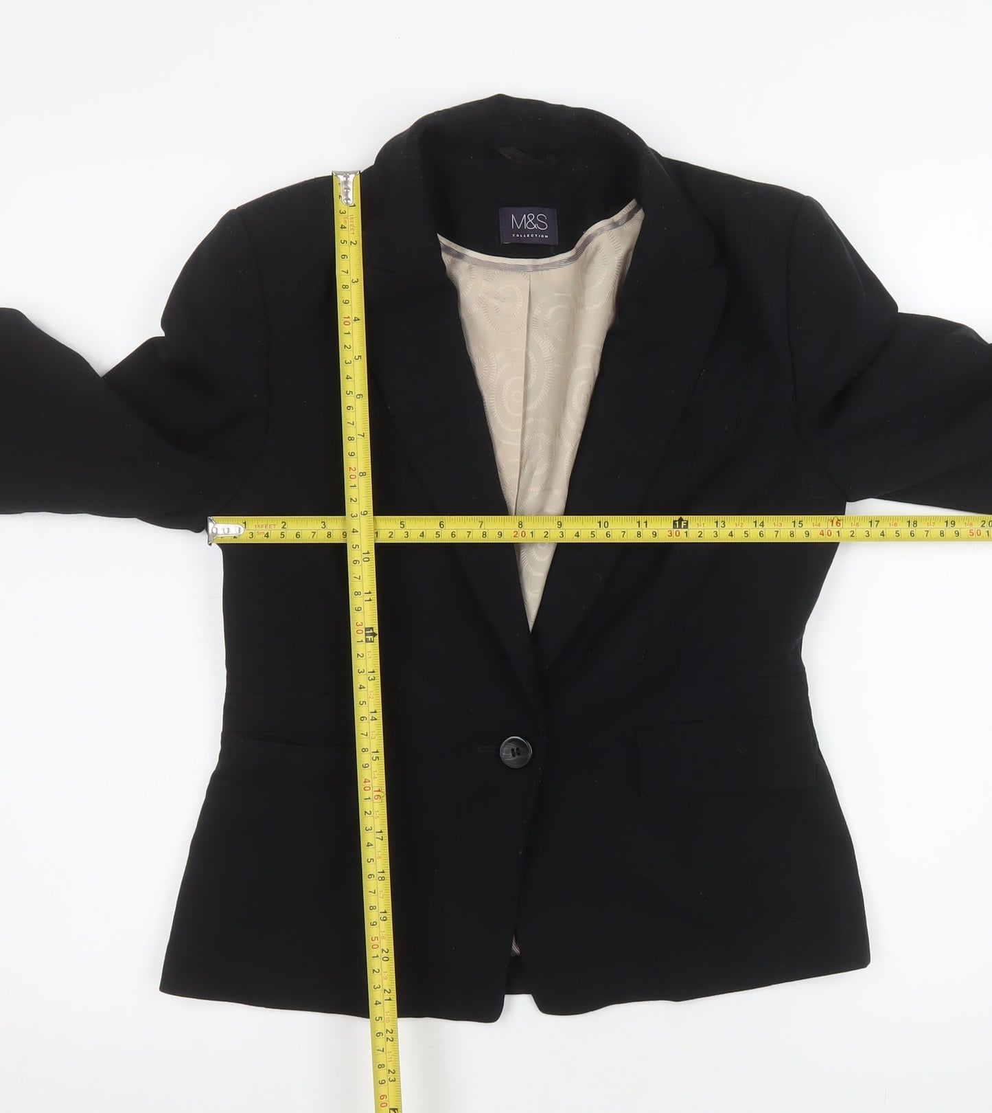 Marks and Spencer Womens Black Suit Jacket Size 8 Single Breasted Classic Blazer